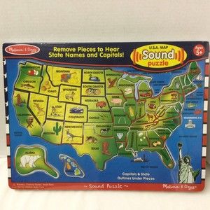 Melissa & Doug U.S.A. Sound Puzzle Wooden State Names & Capital New Seal…